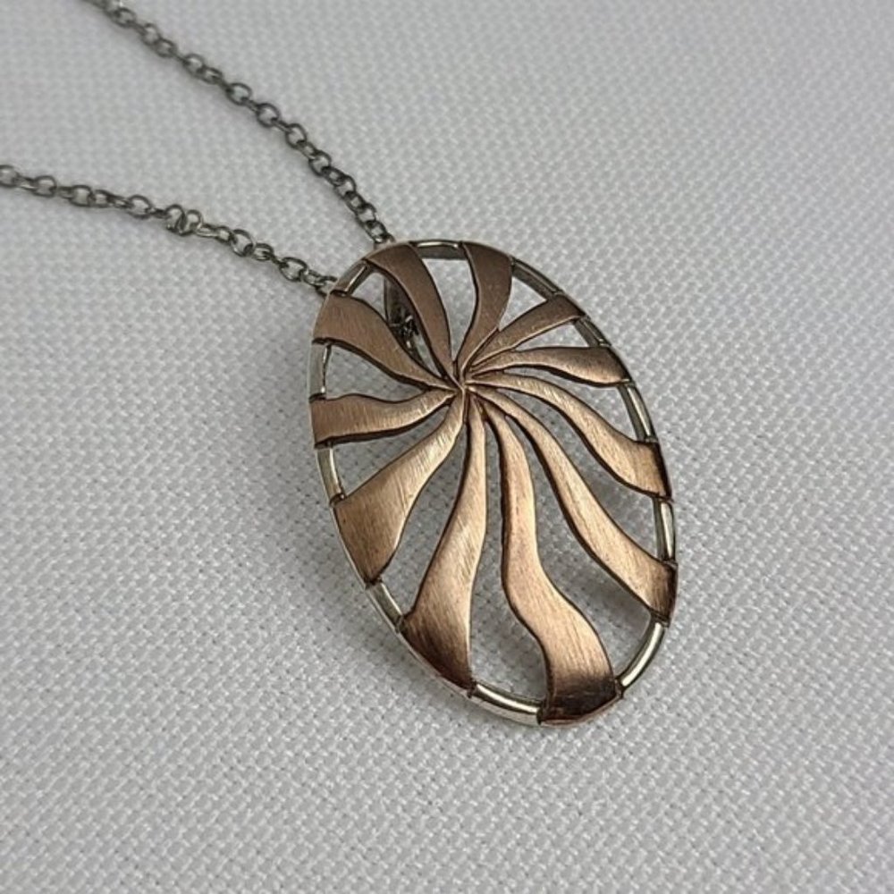 925 Sterling Silver Dainty Pendant Necklace Two Tone Finish